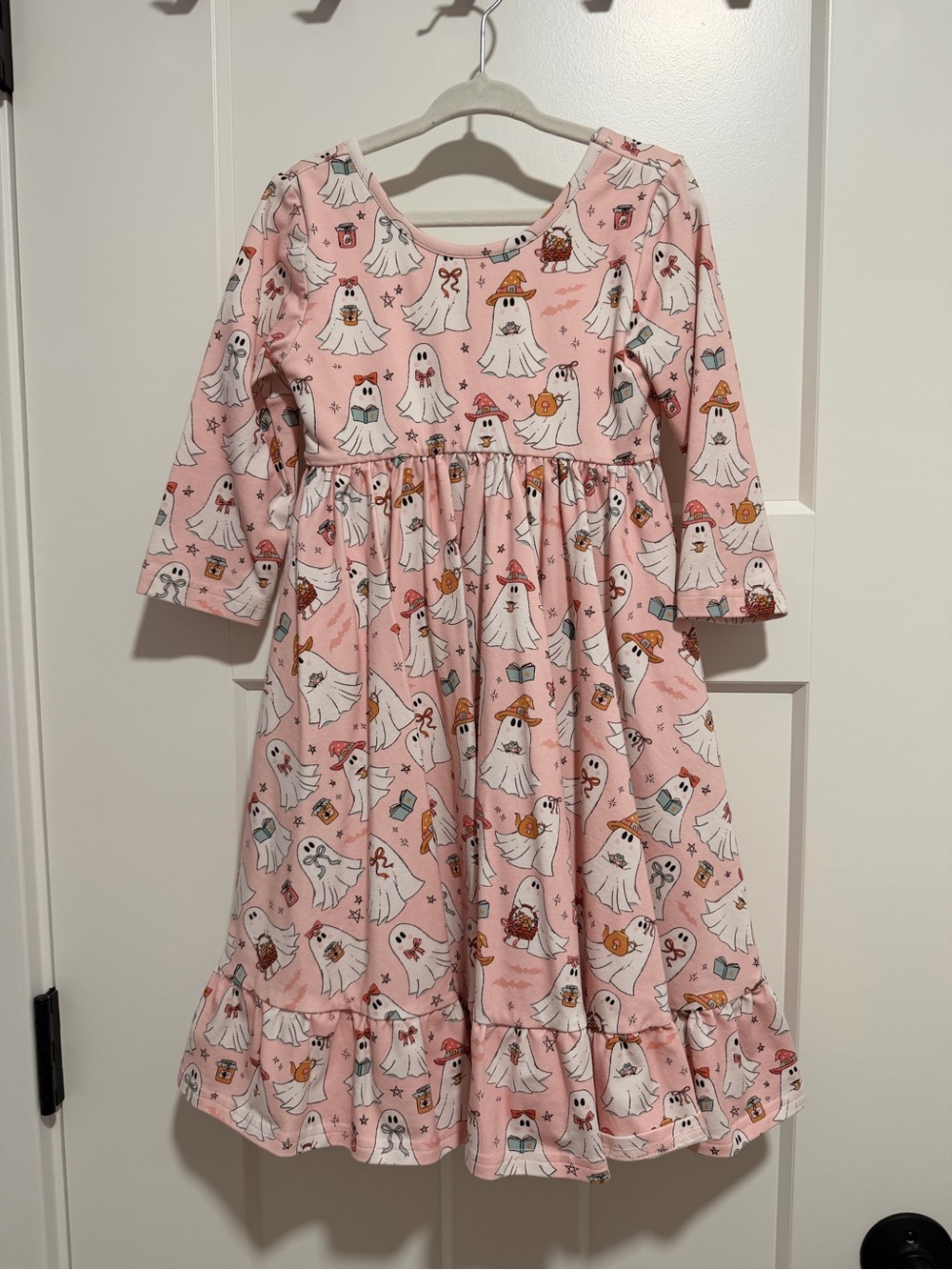 Made By Molly Halloween Pink Ghost Print Girls Dress NWOT